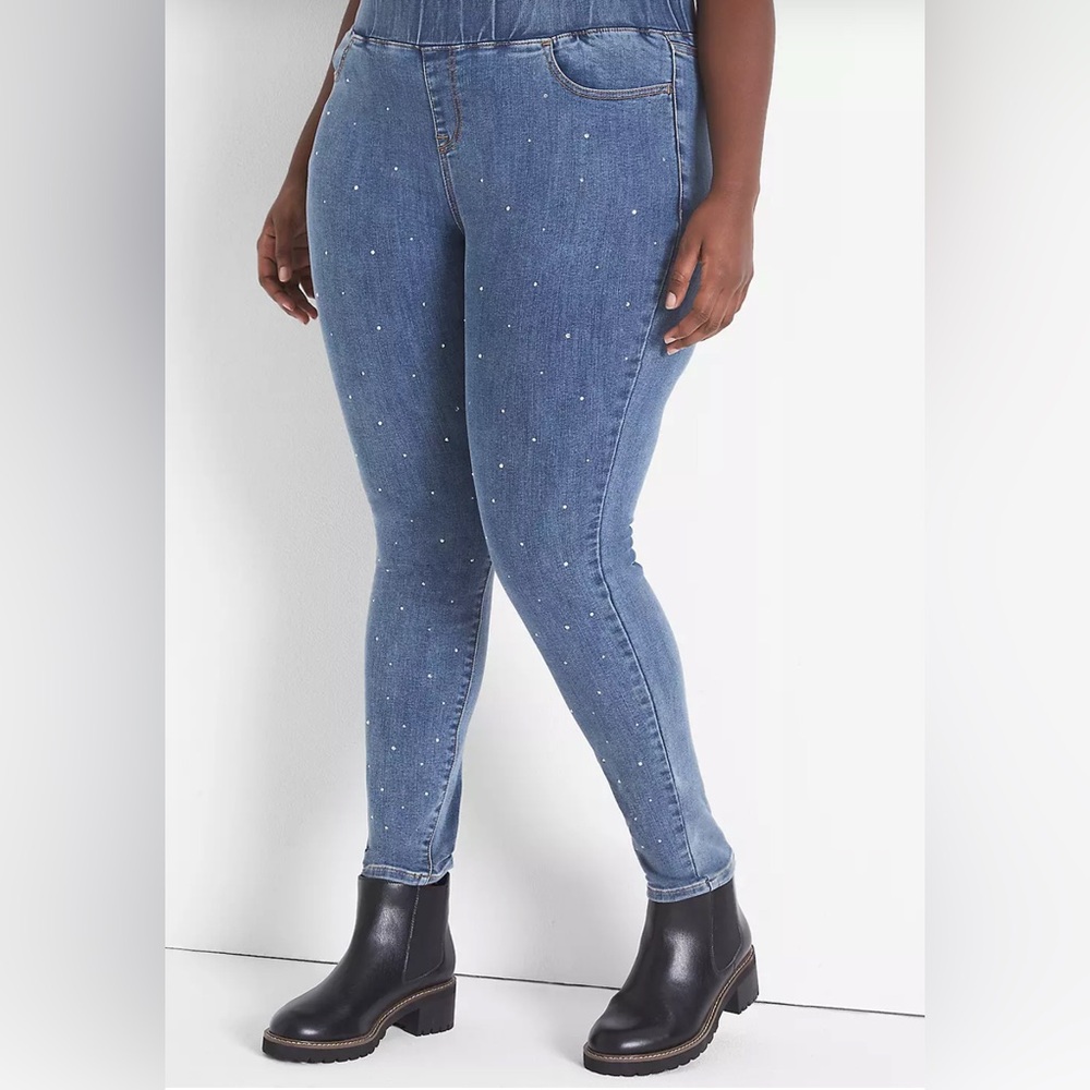 Rebecca Minkoff Crystal Studded Blue Skinny Jeans